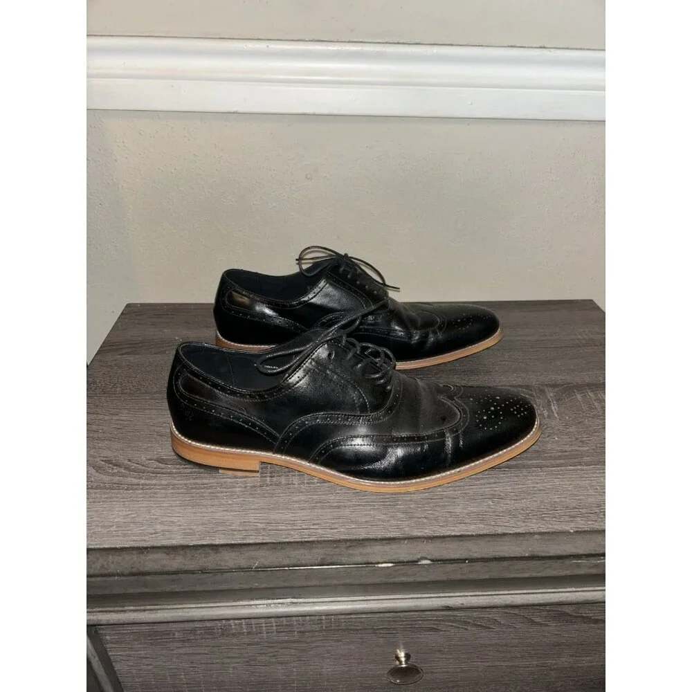 Stacy Adams Black Dunbar Wingtip Oxford Leather Lace Up Dress Shoes Size 13 M